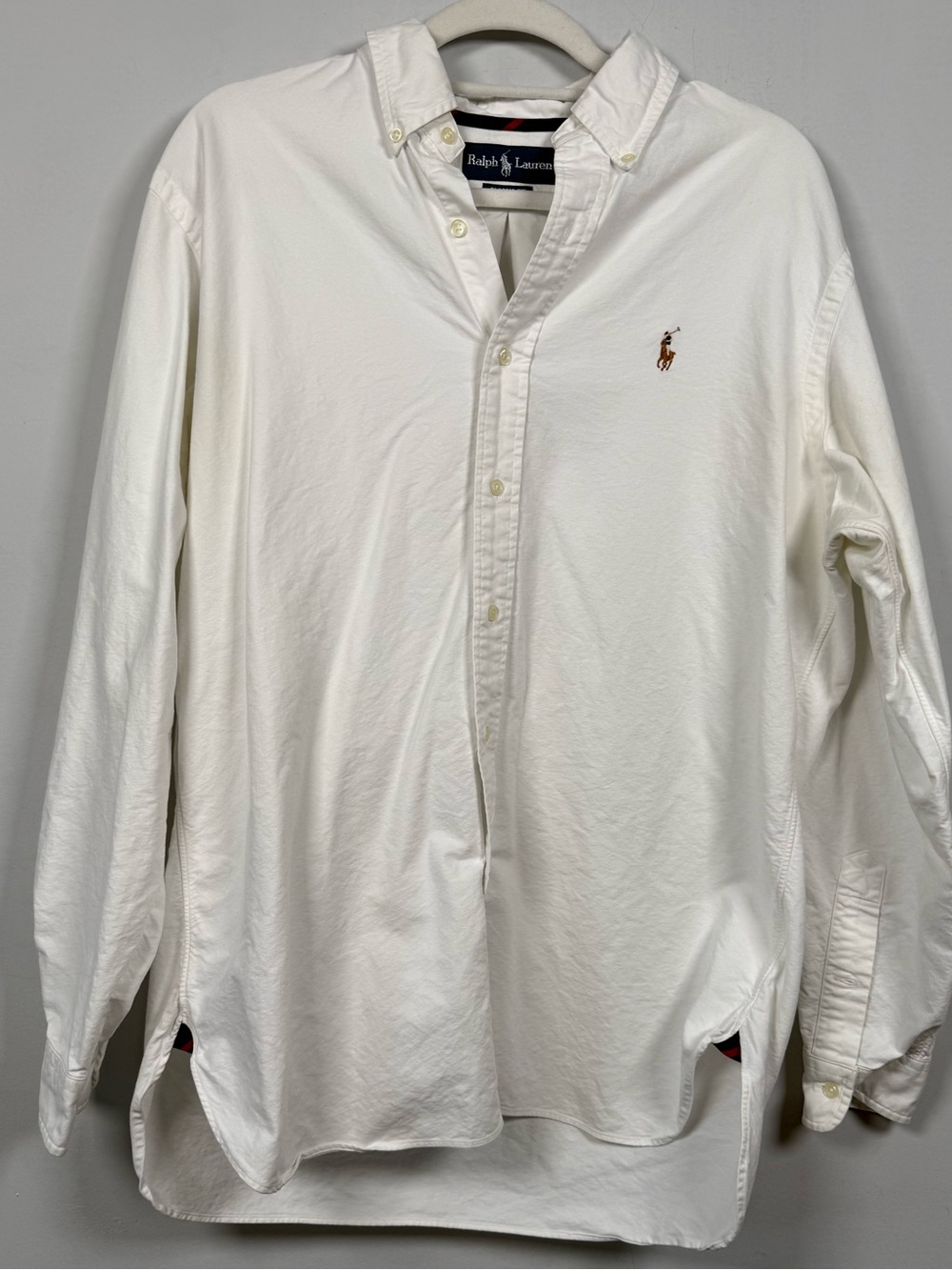 Ralph Lauren White Long-Sleeve Button-Down Polo Shirt